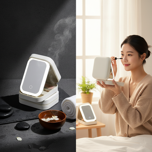 Portable LED Makeup Storage Box with Mirror